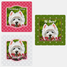 Blume Westie und Pink Etiketten