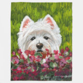 Blume Westie und Pink Fleecedecke (Vorderseite)