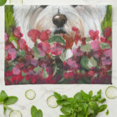 Blume Westie und Pink Geschirrtuch (Gefaltet)