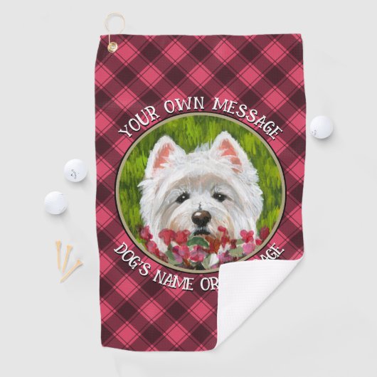 Blume Westie und Pink Golfhandtuch (Insitu)