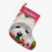 Blume Westie und Pink Großer Weihnachtsstrumpf (Vorderansicht (hängend))