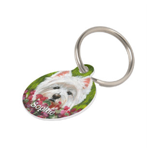 Blume Westie und Pink Haustiermarke