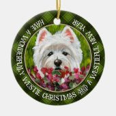 Blume Westie und Pink Keramik Ornament (Vorne)