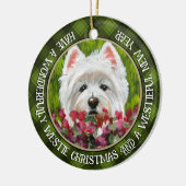 Blume Westie und Pink Keramik Ornament (Links)