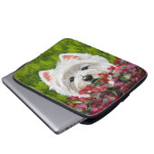 Blume Westie und Pink Laptopschutzhülle (Vorne Knopf)