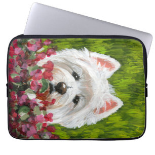 Blume Westie und Pink Laptopschutzhülle