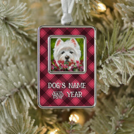 Blume Westie und Pink Rahmen-Ornament Silber