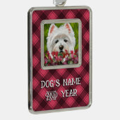 Blume Westie und Pink Rahmen-Ornament Silber (Rechts)