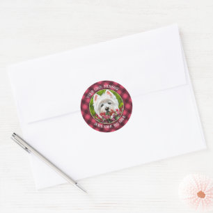 Blume Westie und Pink Runder Aufkleber
