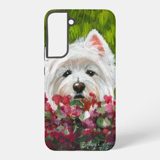 Blume Westie und Pink Samsung Galaxy Hülle (Rückseite)