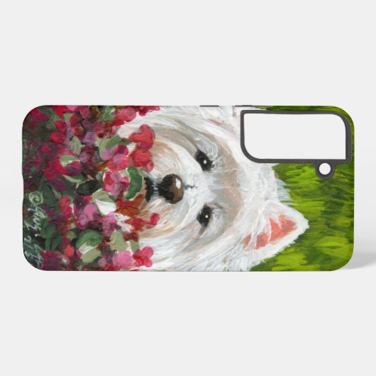 Blume Westie und Pink Samsung Galaxy Hülle (Rückseite (Horizontal))