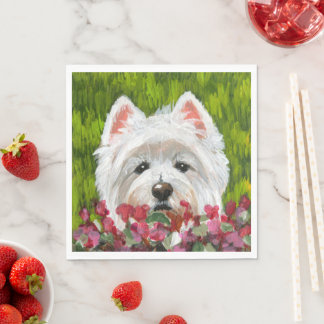 Blume Westie und Pink Serviette