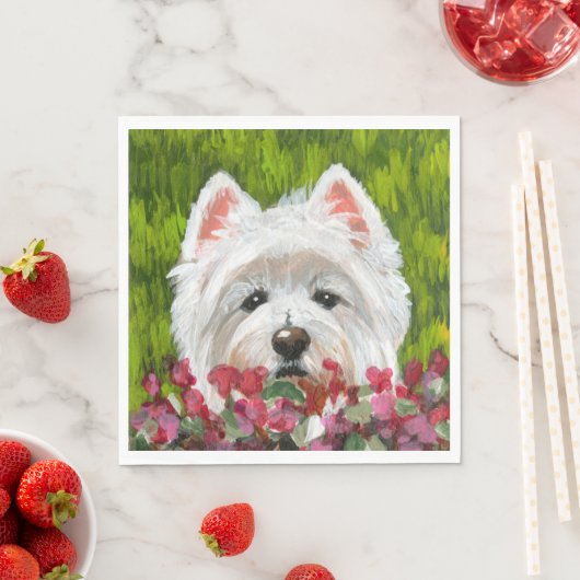 Blume Westie und Pink Serviette (Beispiel)