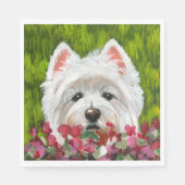Blume Westie und Pink Serviette (Vorderseite)
