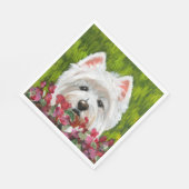Blume Westie und Pink Serviette (Ecke)