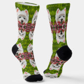 Blume Westie und Pink Socken (Gewinkelt)