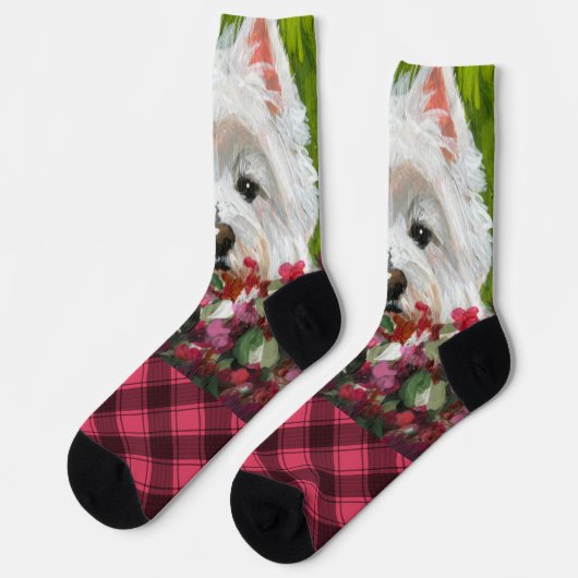 Blume Westie und Pink Socken (Linkes Detail)