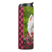 Blume Westie und Pink Thermosbecher (Nach links gedreht)
