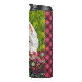 Blume Westie und Pink Thermosbecher (Nach rechts gedreht)