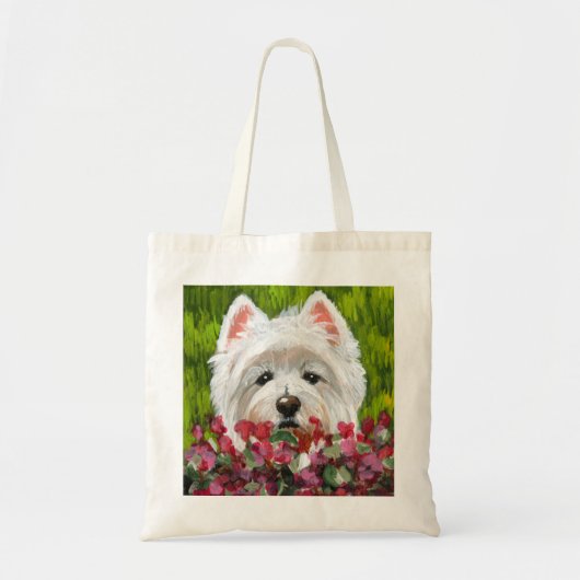 Blume Westie und Pink Tragetasche (Vorne)