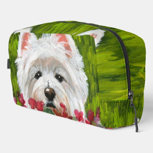 Blume Westie und Pink Waschbeutel (Rechte Ecke)