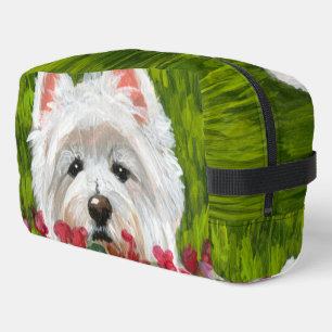 Blume Westie und Pink Waschbeutel