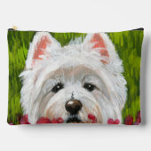 Blume Westie und Pink Zubehörtasche (Vorderseite)