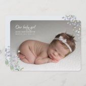 Blume Whispers Foto Geburtsankündigung Einladung (Vorne/Hinten)