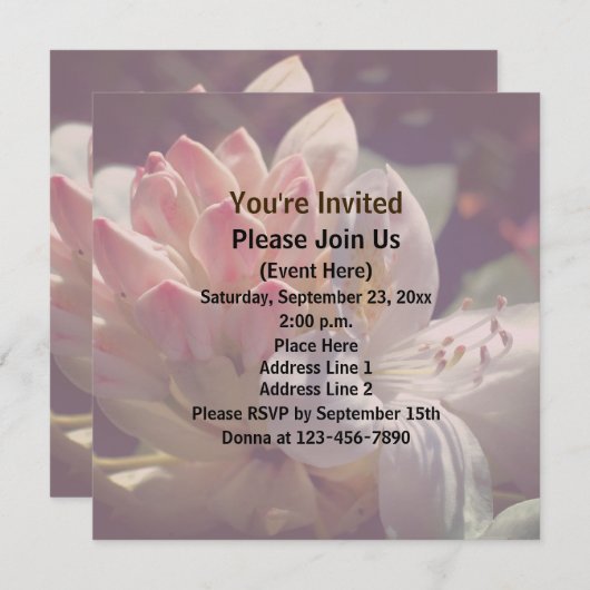 Blume White Azalea Einladung (Vorne/Hinten)