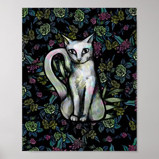 Blume White cat Blume Poster (Vorne)