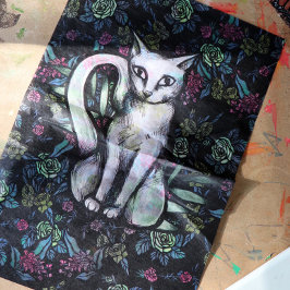 Blume White cat Blume Seidenpapier