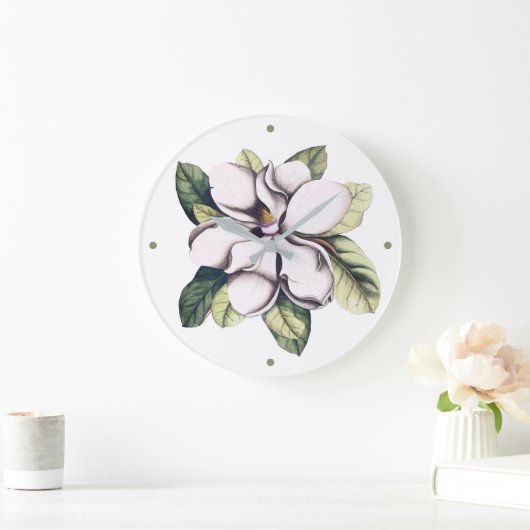 Blume White Magnolia Große Wanduhr (Zuhause)
