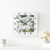 Blume White Magnolia Quadratische Wanduhr (Zuhause)