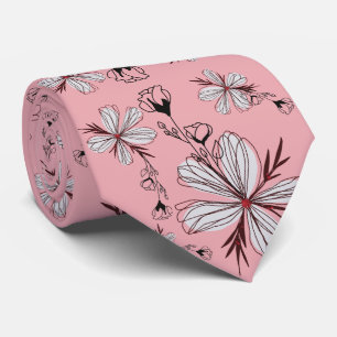 BLUME WHITE W PINK HINTERGRUND KRAWATTE