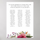 Blume-Wiedersehen-Memorial Bis zu 70 Namen Poster (Vorne)