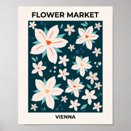 Blume Wiener Navy Blauer Creme Poster