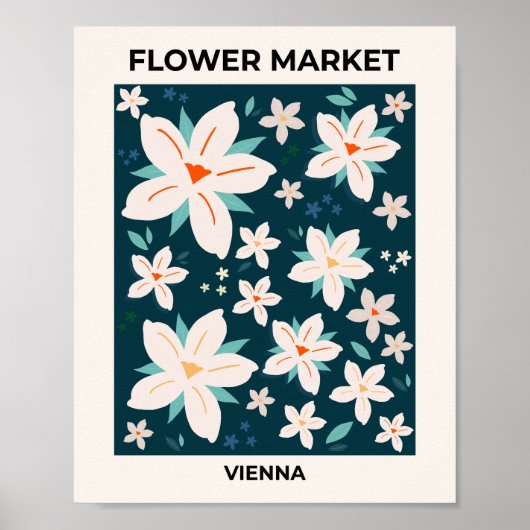 Blume Wiener Navy Blauer Creme Poster (Vorne)