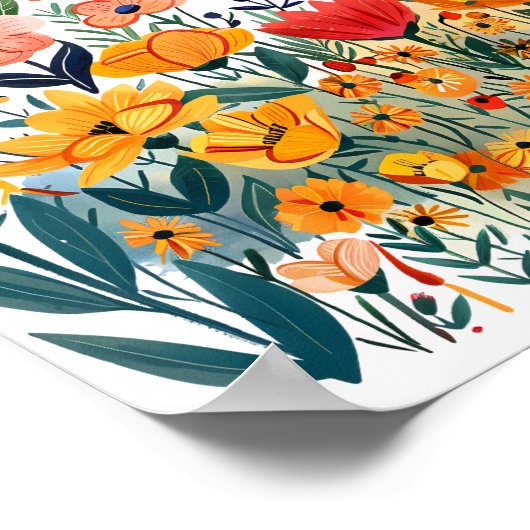 Blume Wiese Botanische Wildblume Poster (Ecke)