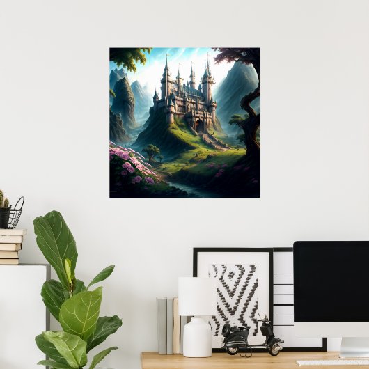 Blume Wiese Castle Poster (Heimbüro)