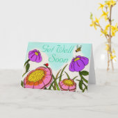 Blume-Wiese-Karte "Get Well bald" Karte (Gelbe Blume)