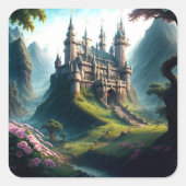 Blume Wiesenburg Quadratischer Aufkleber (Vorderseite)