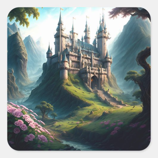 Blume Wiesenburg Quadratischer Aufkleber (Vorderseite)