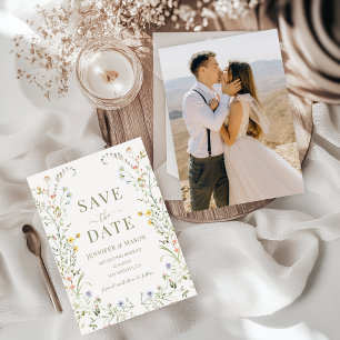 Blume Wildblume Boho Save the Date Foto Einladung