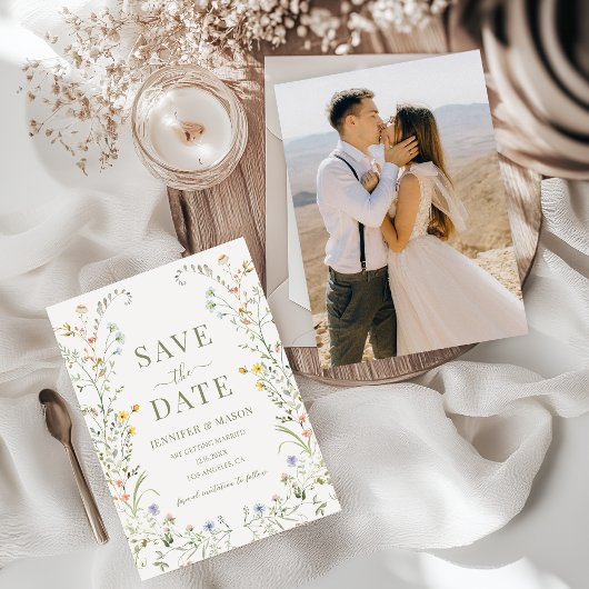 Blume Wildblume Boho Save the Date Foto Einladung