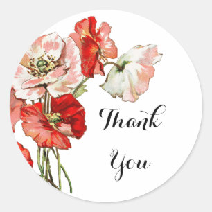 Blume Wildmohn personalisieren Runder Aufkleber