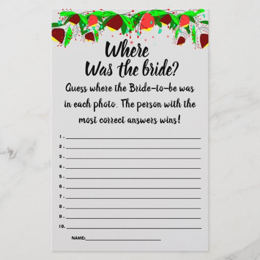 Blume Wo war die Braut? Duschkartenhalter Flyer (Vorne)