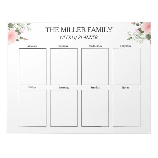 Blume - Wöchentlicher Planer individuell Notizblock (Vorderseite)