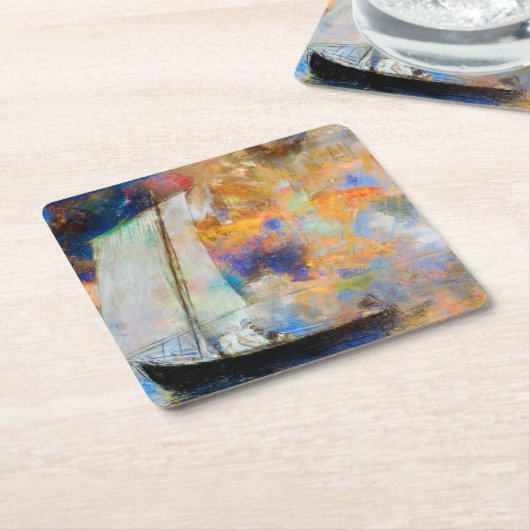 Blume Wolken, Redon Rechteckiger Pappuntersetzer (angewinkelt)