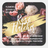 Blume Workshop Black Gold Quadratischer Aufkleber (Vorderseite)