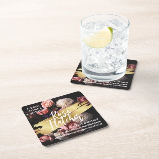 Blume Workshop Black Gold Rechteckiger Pappuntersetzer (Vor Ort)